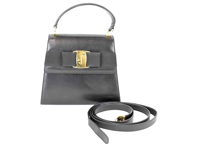 Salvatore Ferragamo Vara Negro Cuero  ref.1562166