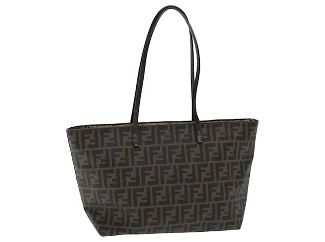 FENDI Zucca Canvas Tote Bag Brown Black Auth ep4925  ref.1562460