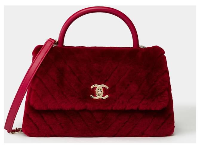 CHANEL Coco Handle Bag in Bordeaux Wool - 102044 Dark red  ref.1562530