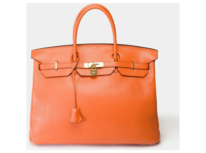 Hermès HERMES Birkin 40 in Orange Leather - 101466