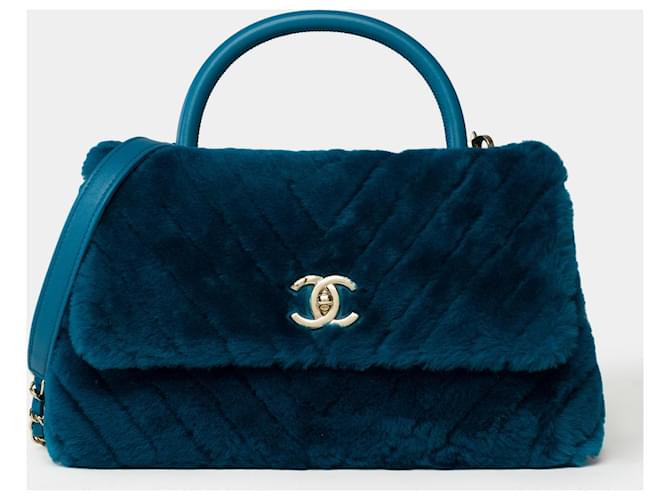 CHANEL Coco Handle Bag in Blue Wool - 102045  ref.1562571