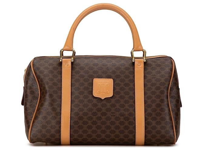 Céline Brown Celine Macadam Boston Bag Leather  ref.1562637