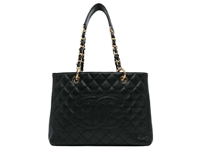 Black Chanel Caviar Grand Shopping Tote Leather  ref.1562641