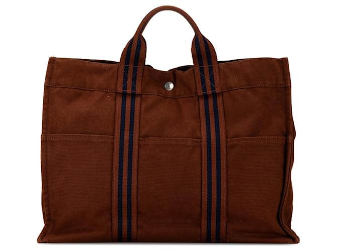 Sac tote Fourre Tout MM Hermès marron Toile  ref.1562700