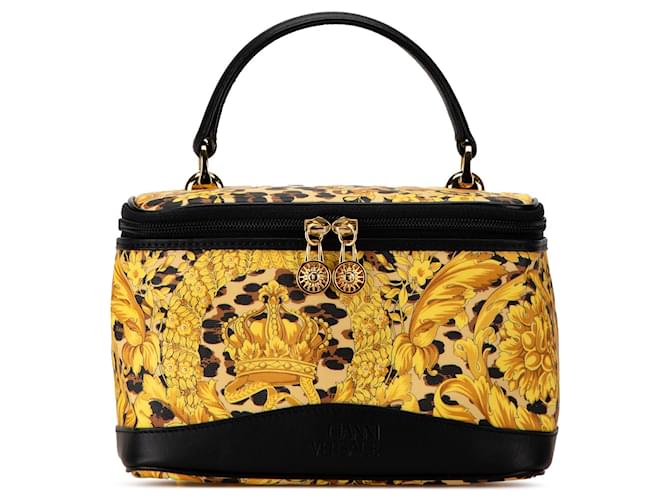 Bolsa Vanity Leopardo Barocco Amarela Versace Amarelo Couro  ref.1562718