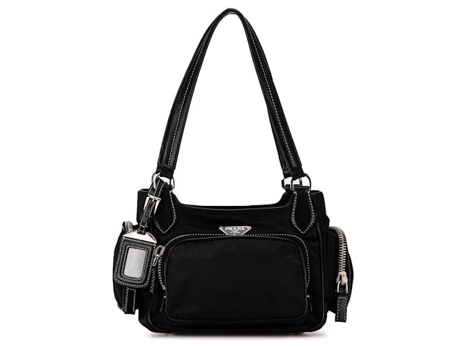 Black Prada Tessuto Shoulder Bag Leather  ref.1562724