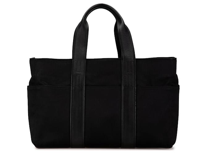 Sac tote Acapulco MM en toile noire Hermès Cuir  ref.1562738