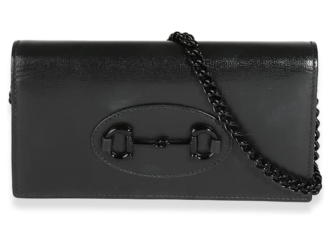 Gucci Black Calfskin Horsebit 1955 Chain Wallet Leather  ref.1562764