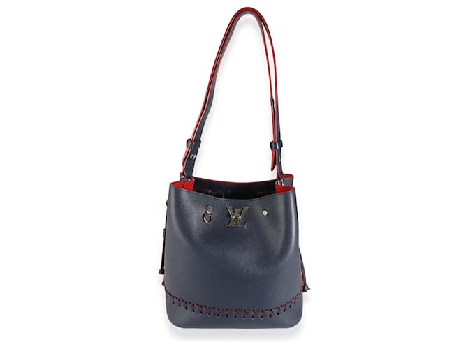 Lockme geflochtener Bucket Bag aus Taurillon Marine Rouge von Louis Vuitton Blau Leder  ref.1562770