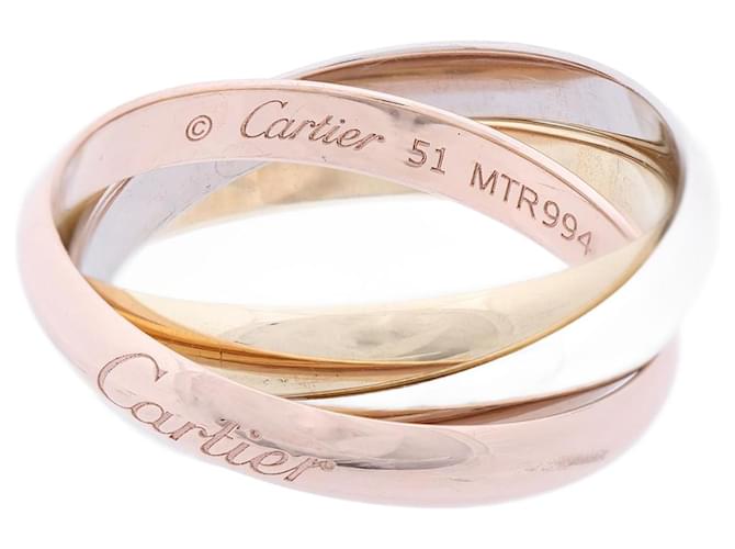 Cartier Trinity Ring 750(YG×PG×WG) 4.8g in Size 51 Golden White gold  ref.1562802