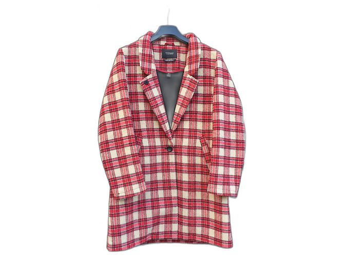 Scotch and Soda Gestreifte Mischwolljacke im britischen Stil Pink Rot Beige