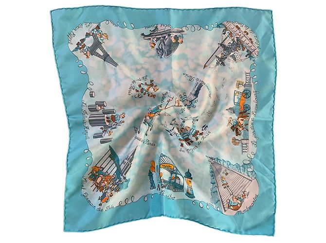 Sciarpa in seta Hermès Les triples blu 