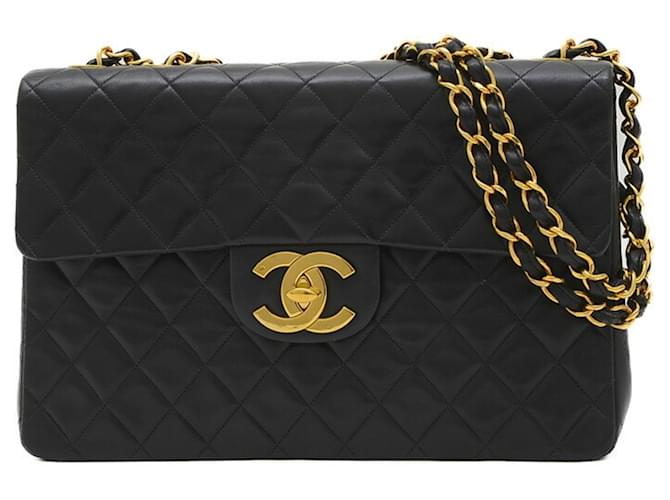 Timeless Chanel Jumbo Preto Couro  ref.1563012