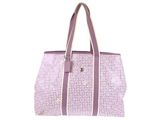 Bolso de hombro de PVC púrpura y blanco Op Art de Coach Lienzo  ref.1563020