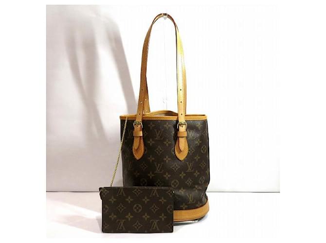 Louis Vuitton Monogram Petit Bucket PM Tote Bag Braun Leinwand  ref.1563074