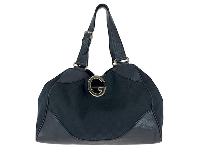 Borsa tote Gucci in tela/pelle GG Nero  ref.1563144