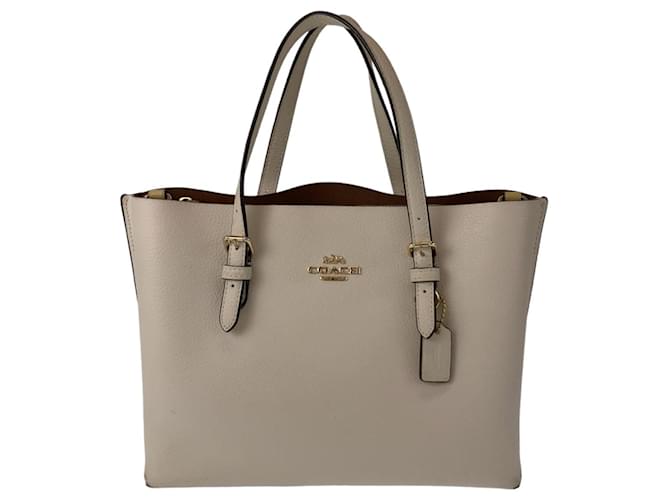 Coach Madison Leather Tote Bag Beige Gold Hardware Brown  ref.1563169