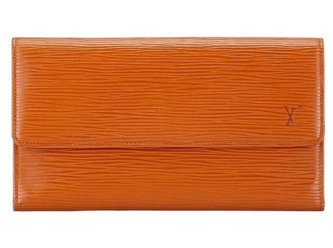 Portefeuille long en cuir Epi Louis Vuitton Orange  ref.1563211