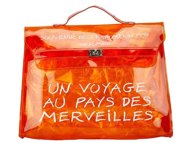 Hermès Hermes Vinyl Kelly Handbag Orange Clear Plastic  ref.1563254