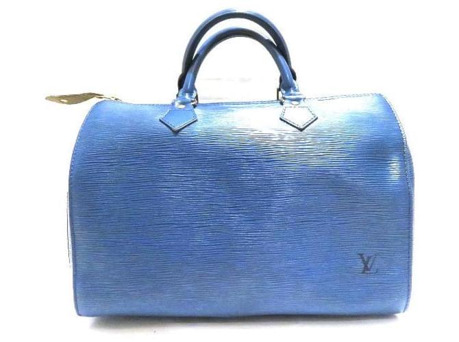 Sac à main Louis Vuitton Epi Speedy 30 Cuir Bleu  ref.1563321