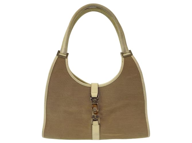 Gucci Jackie Beige White Canvas Shoulder Bag Brown Cloth  ref.1563356