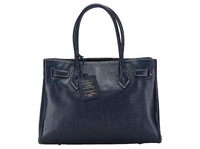 Autre Marque Samantha Thavasa Leather Tote Handbag Navy in Very Good Condition ref.1563914 Joli Closet