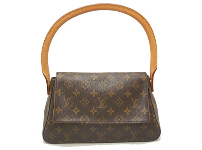 Mini looping Louis Vuitton Marrom Lona  ref.1563945