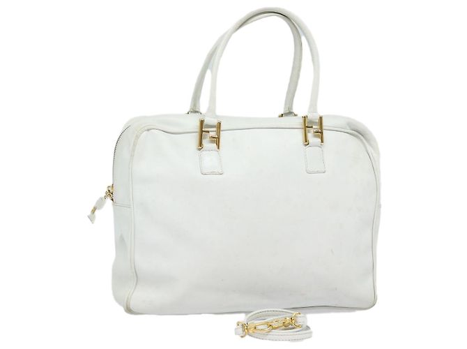 FENDI Handtasche Leder 2-Wege Weiß Auth yk13942