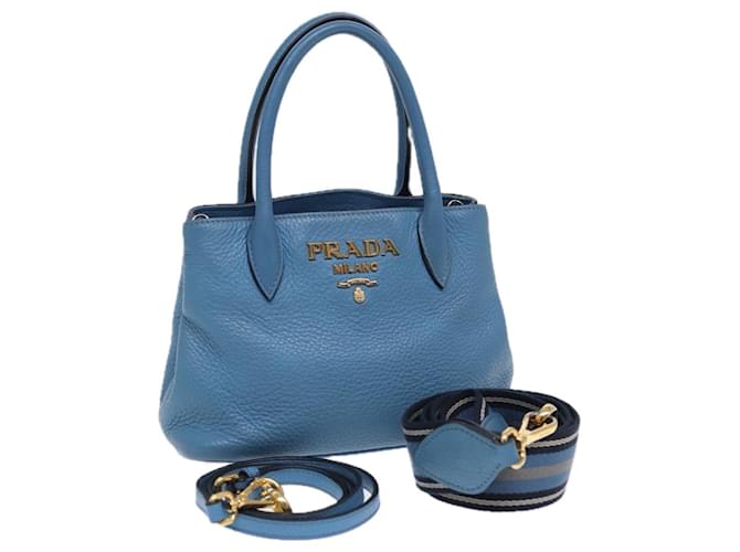 PRADA Borsa a mano in pelle 2 vie blu chiaro Auth 83160  ref.1564160