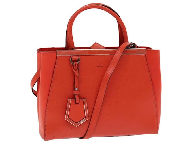 Sac à main FENDI en cuir 2 voies orange Auth 83672  ref.1564170