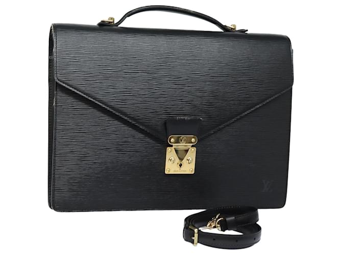 LOUIS VUITTON Epi Porte Documents Bandoulière Noir M54462 LV Auth 82019 Cuir  ref.1564187