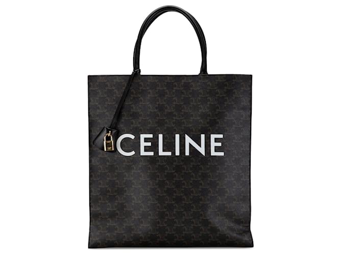 Céline Black Celine Large Triomphe Cabas Vertical Tote Leather  ref.1564319