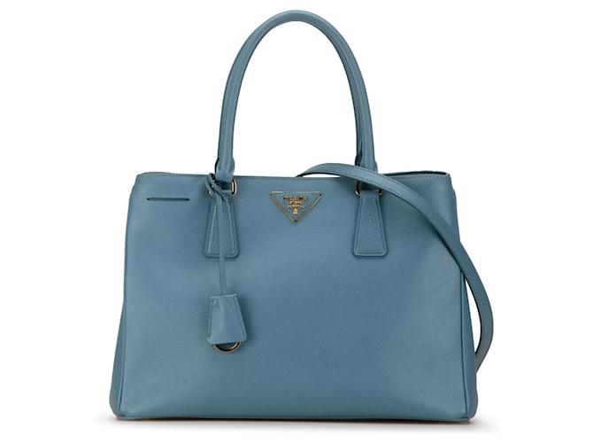 Bolso Galleria Saffiano mediano azul Prada Cuero  ref.1564330