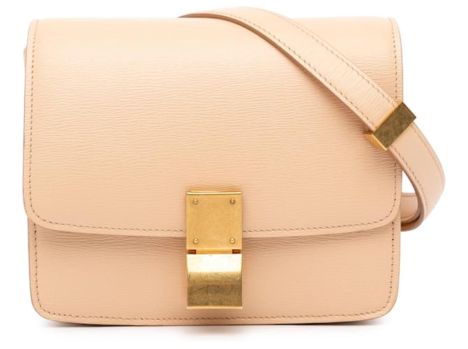 Classic Box Céline Celine Braune Kleine Klassische Box Beige Leder Kalbähnliches Kalb  ref.1564608