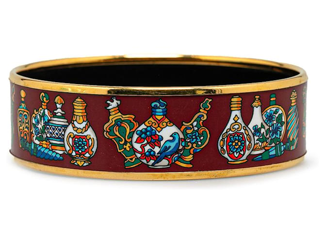 Hermès Red Wide Flacons Perfume Bottles Enamel Bangle 65  ref.1564638