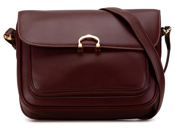 Cartier Red Must de Cartier Crossbody Bag Dark red Leather Pony-style calfskin  ref.1564647