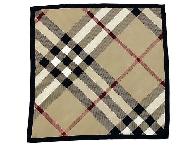 Lenço Burberry de seda bege tartan