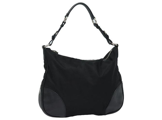 PRADA Schultertasche Nylon Schwarz Auth am6640
