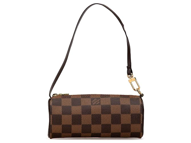 Bolso de mano Papillon Pochette Damier Ebene Louis Vuitton marrón Castaño Cuero  ref.1564973