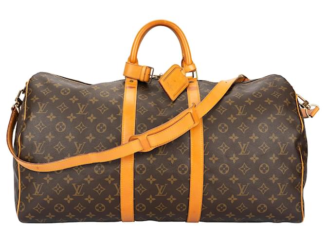 Louis Vuitton Toile Monogram Keepall Bandoulière 55 Marron  ref.1564996