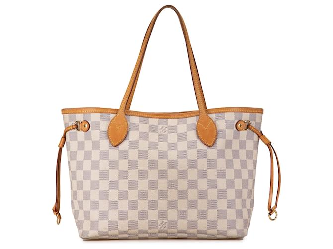 Bolso tote PM Neverfull Damier Azur Louis Vuitton blanco Cuero  ref.1565030