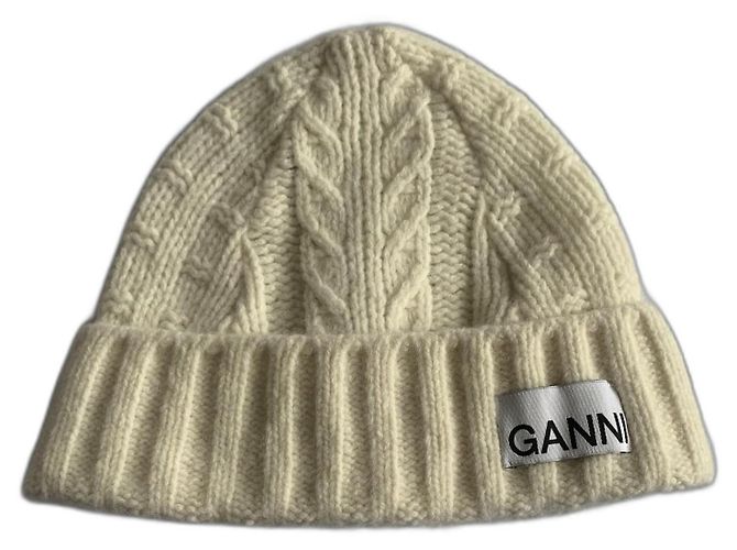 Ganni Beanie Beige Wool