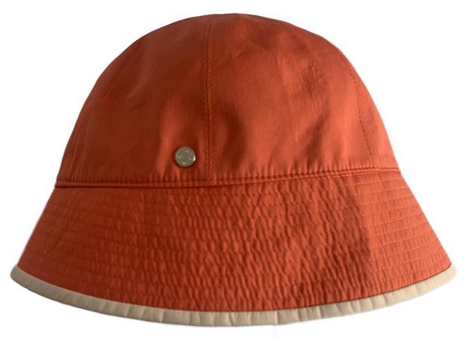 Sombrero Cloche Hermès Naranja de Algodón y Seda
