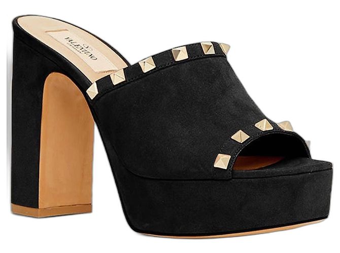 Valentino Garavani Rockstud Platform Mules Black