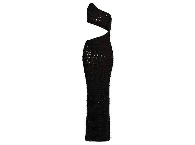 Autre Marque AYA Muse Schwarzes Pailletten Maxi Kleid
