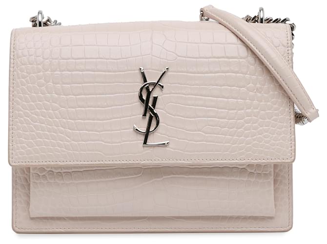 Saint Laurent Pink Medium Croc Pragung Monogram Sunset Tasche