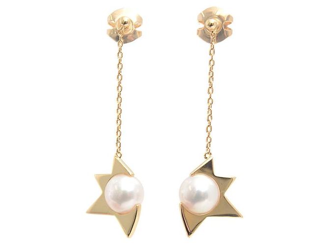 Pendientes de perlas Tasaki 750YG Comet Plus Dorado