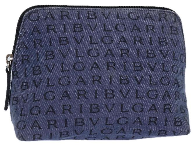 Bulgari BVLGARI Tasche aus blauer Leinwand mit Silber authentisch ar12334