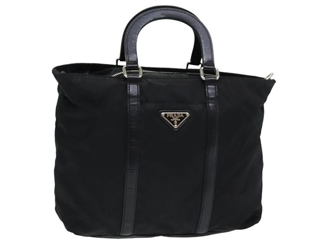 PRADA Borsa a mano in nylon nero Auth am6693