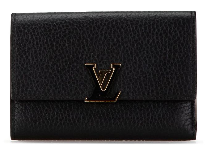 Billetera compacta Capucines en taurillon negro Louis Vuitton